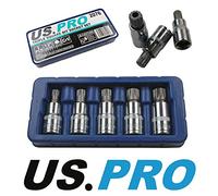 US PRO USP2076 Lot de 5 douilles à trois embouts carrés avec cannelures 1/2" M10-M18
