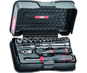 USAG U06060101 Assortiment en coffret ABS avec douilles 6 pans, 19 pièces