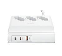 USAMS Multipresa Fast Charging 3 Uscite+2 Type-C + USB - Blanc Marque