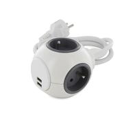 Chacon Bloc multiprise PowerBall Extended USB + prises Blanc