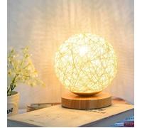 USB Veilleuse de boule de rotin réglable, lampe de table LED lampe de chevet , veilleuse mignonne de pépinière (Beige)