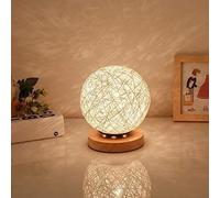 USB Veilleuse de boule de rotin réglable, lampe de table LED lampe de chevet , veilleuse mignonne de pépinière (Blanc)
