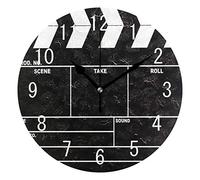 Use7 Home Decor Camera Film de cinéma Noir Rond Acrylique Horloge Murale Non tic-tac Horloge silencieuse Art pour Le Salon Cuisine Chambre à Coucher