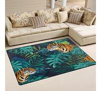 Use7 Tapis antidérapant pour salon, chambre à coucher, motif forêt exotique, arbre et tigre, 50 x 80 cm