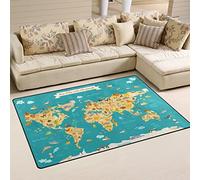 Use7 Tapis de Sol antidérapant avec Motif d’Animaux et Carte du Monde pour Enfants, paillasson 100 x 150 cm pour Salon, Chambre à Coucher