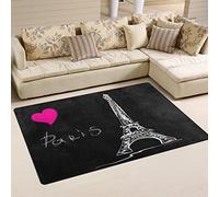 Use7 Tapis de sol antidérapant avec motif Tour Eiffel et cœur Paris 50 x 80 cm