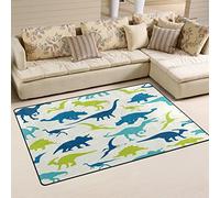 Use7 Tapis de sol antidérapant - Motif dinosaure coloré - Pour chambre à coucher d’enfants, Tissu, multicolore, 100 x 150 cm(3' x 5' ft)
