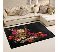 Use7 Tapis de sol antidérapant motif tête de mort pour salon, chambre à coucher, 50 x 80 cm