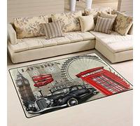 Use7 Tapis de sol antidérapant pour salon, chambre à coucher, motif bus londonien, Big Ben, 50 x 80 cm