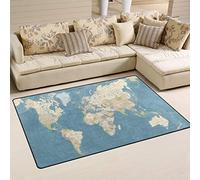 Use7 Tapis de sol antidérapant vintage avec carte du monde pour salon, chambre à coucher, 50 x 80 cm