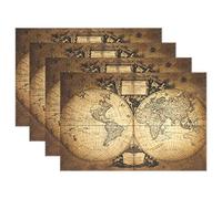 Use7 Vieux Carte du Monde Illustrations Set de Table 30,5 x 45,7 cm Polyester Table Set de Table pour Salle à Manger de Cuisine Lot de 4