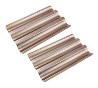 USHOBE 2 Pièces Moule à Français Ondulé à 3 Vagues, Acier au Carbone | Plaque Perforée à 3 Fentes pour Cuisson, Format Baguette, Usage au Four, Lot Unique