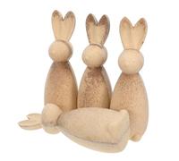 USHOBE 4 Pièces de Lapins en Bois Inachevés pour Pâques, Décoration de Table Créative en Bois Brut, Projet Artistique DIY pour Garçon et Filles et Adultes