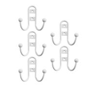 USHOBE 5 Pièces Crochet Mural Double Européen en Alliage de Zinc Blanc | Surface Lisse, Résistant à Rouille, N’abîme Pas Vêtements ni Serviettes, pour Salle de Bain Cuisine