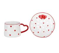 USHOBE Coffret Mug en Céramique Décoratif de Cœur Soucoupe et Anse, Pratique et Facile à Saisir, pour Café ou Boutique de Desserts