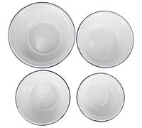 USHOBE Ensemble de Bols Mélangeurs en Émail Vintage Blanc 4 Pièces, Bol Mixeur Rond Incassable Facile à Nettoyer Cuisine et Table à Manger