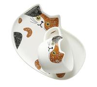 USHOBE Ensemble de Tasses en Céramique 200ml Design Chat Mignon, Soucoupe Assortie, pour Maison et Bureau, Fonction pour Boissons Chaudes et Eau
