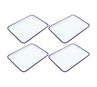 USHOBE Lot de 4 Set de Set de Plaques de Cuisson Rectangulaires en Émail Blanc Vintage, Usage Multifonction Cuisine, Taille Optimale 26x18cm, Design Rétro et Style Ancien