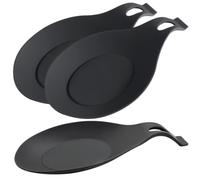 USHOBE Porte-cuillère en Silicone Noir 3pcs Cuisine Finition Fine, Design Élégant et Simple, pour Poser Cuillères Lors Cuisson