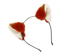 USHOBE Serre-tête animal avec oreilles de renard en peluche rouge-brun, bandeau ajustable pour cosplay et fêtes costumées Halloween, convient aux garçons et filles