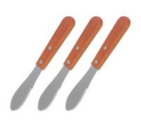USHOBE Set de 3 Couteaux Multifonctions pour Fromage et Beurre Manche en Bois, Lame en Acier Inoxydable, Utilisation Facile Cuisine Voyage