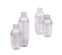 USHOBE Set de 4 Shakers à Cocktails en Plastique PC avec Finition Mate, Capacité 300-1000ml, Gradués pour Bar et Usage Domestique, Versement Fluide et Préparation Facile
