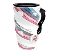USHOBE Tasse à Café Jolie et Pratique 500ml en Céramique avec Couvercle Licorne Design Spirale à Plusieurs styles pour Garçon et Filles et Collègues Plusieurs styles