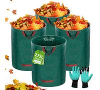 USHOP Sacs de Jardin, 4x 272L(76x67cm) Sac Jardin Pliable avec Poignées, Indéchirables, Étanches, Sac Jardin Dechets Verts Déchets Verts, Feuilles, Tontes, Réutilisable (Offrir des Gants)