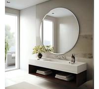 USHOWER Miroir Mural Rond sans Cadre avec Bords biseautés pour Salle de Bain et Coiffeuse, Look élégant et Simple 76,2 cm