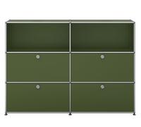USM Haller Armoire haut 4 portes / 2 ouvertes vert olive - USM HIGHBOA 4KLAP 2OFF FD SCH