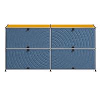 USM Haller Buffet M68 avec panneaux souples - Jaune doré-bleu - USM QS M68 25_95