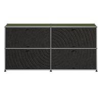 USM Haller Buffet M68 avec panneaux souples - Livraison rapide - Vert olive-Gris foncé - USM QS M68 36_91