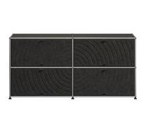 USM Haller Buffet M68 avec panneaux souples - Noir graphite - Gris foncé - USM QS M68 30_91
