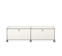 USM Haller Meuble TV/Hi-Fi bas M61 sur roulettes avec 2 portes à charnières - Blanc pur - USM HALLER QS M61 24 ORDER