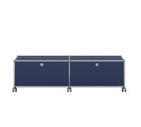 USM Haller Meuble TV/Hi-Fi bas M61 sur roulettes avec 2 portes à charnières Bleu acier - USM HALLER QS M61 34