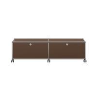 USM Haller Meuble TV/Hi-Fi bas M61 sur roulettes avec 2 portes à charnières.. Couleur : marron. - USM HALLER QS M61 22