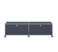 USM Haller Meuble TV/Hi-Fi bas M61 sur roulettes avec 2 portes à charnières Gris anthracite - USM HALLER QS M61 33