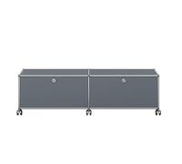 USM Haller Meuble TV/Hi-Fi bas M61 sur roulettes avec 2 portes à charnières Gris moyen - USM HALLER QS M61 32
