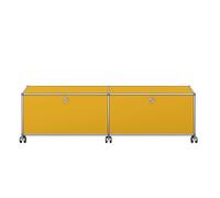 USM Haller Meuble TV/Hi-Fi bas M61 sur roulettes avec 2 portes à charnières Jaune doré - USM HALLER QS M61 25