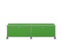 USM Haller Meuble TV/Hi-Fi bas M61 sur roulettes avec 2 portes à charnières - Vert - USM HALLER QS M61 28