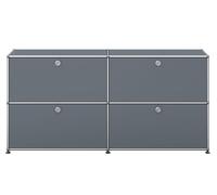 USM Haller Sideboard E2 buffet avec 4 portes pliantes - QUICK SHIP - mittelgrau - USM DE_QS_E2 MITTELGRAU