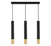 USMJQVZ Luminaire Suspendu LED 5W Mini Moderne au Fini Or Noir, luminaire Suspendu Long réglable pour Bar de Ferme d'îlot de Cuisine, lumière du Jour 3000K à 3 lumières