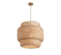 USMJQVZ Suspension en Bambou à 1 lumière, luminaires bohème en rotin Suspendu au Plafond, Lampe Suspendue en rotin tissé à la Main, Lustre en Osier, luminaire Suspendu pour Salon Salle à Manger