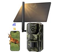 Usogood 4G LTE caméra de gibier avec téléphone portable transmission App & détecteur de mouvement, 2K caméra de surveillance solaire en extérieur avec carte SIM, vision nocturne, GPS