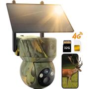 Usogood 4G LTE caméra solaire pour la faune avec détecteur de mouvement, avec carte SIM et carte de 32 Go , 2K batterie caméra de surveillance extérieure,vision nocturne couleur, détection PIR