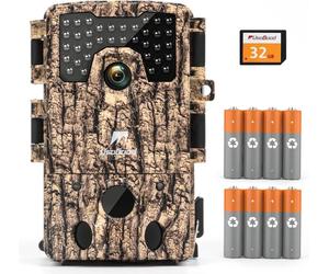 usogood Caméra 4K pour animaux sauvages avec détecteur de mouvement Vision nocturne Caméra de chasse avec carte 32GB & 8 piles