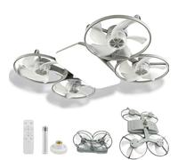Usper Ventilateur Plafond avec Lumiere, Drone Plafonnier de Ampoule Ventilateur Lampe LED, E27 2 en 1 Ventilateurs 4 Fan têtes Lampe avec Telecommande et Lumière Dimmable pour Chambre (Gray)
