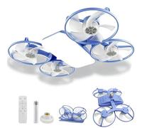 Usper Ventilateur Plafond avec Lumiere, Drone Plafonnier de Ampoule Ventilateur Lampe LED, E27 2 en 1 Ventilateurs 4 Fan têtes Lampe avec Telecommande et Lumière Dimmable pour Chambre (Blue)