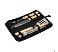 Neka Mallette de barbecue – Set de 4 ustensiles 38 cm noir avec sac de transport