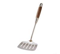 Ustensiles de cuisine avec manche en bois en acier inoxydable 316L - Spatule Wok pour cuisson à haute température 39 x 7,5 cm (spatule de pêche au poisson)